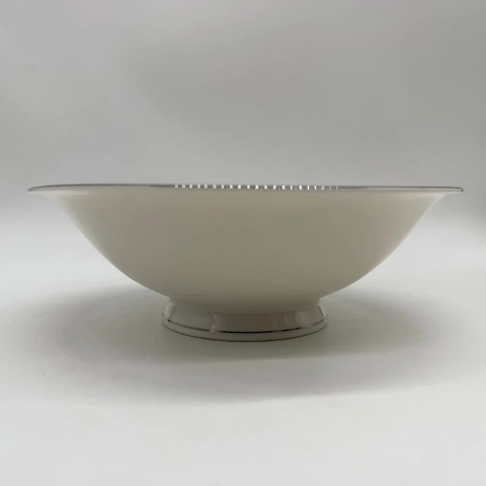 Syracuse China Evening Star Serving Bowl Blue Leaf Platinum Trim‎ Vintage
